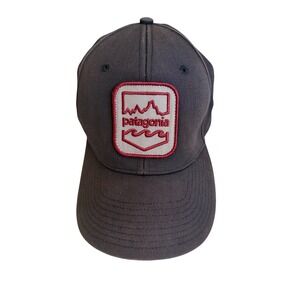 Patagonia Trucker Hat OS Brown Embroidered Mountain Wave Patch Snapback Cap